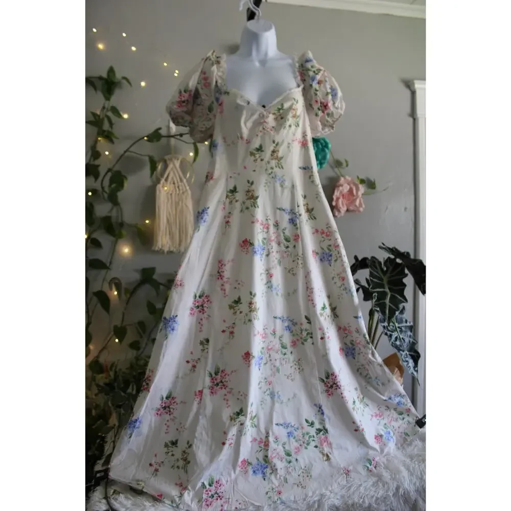 Altar’d State Floral Puff Sleeve Maxi Dress Size Small msrp 99 - Picture 9 of 16